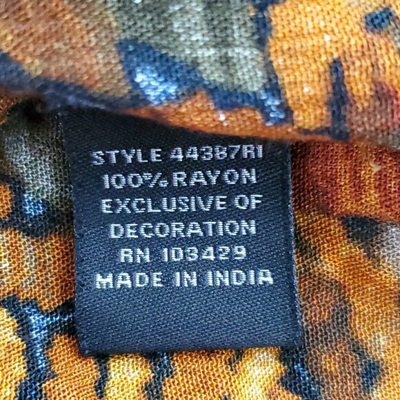 Intro Rust Multi Abstract Paisley Button Front Long Sleeve Women's Tunic Top XL - Picture 9 of 12